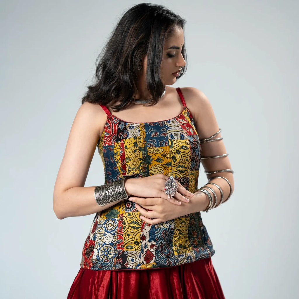 Ajrakh Corset  Chaniya Choli