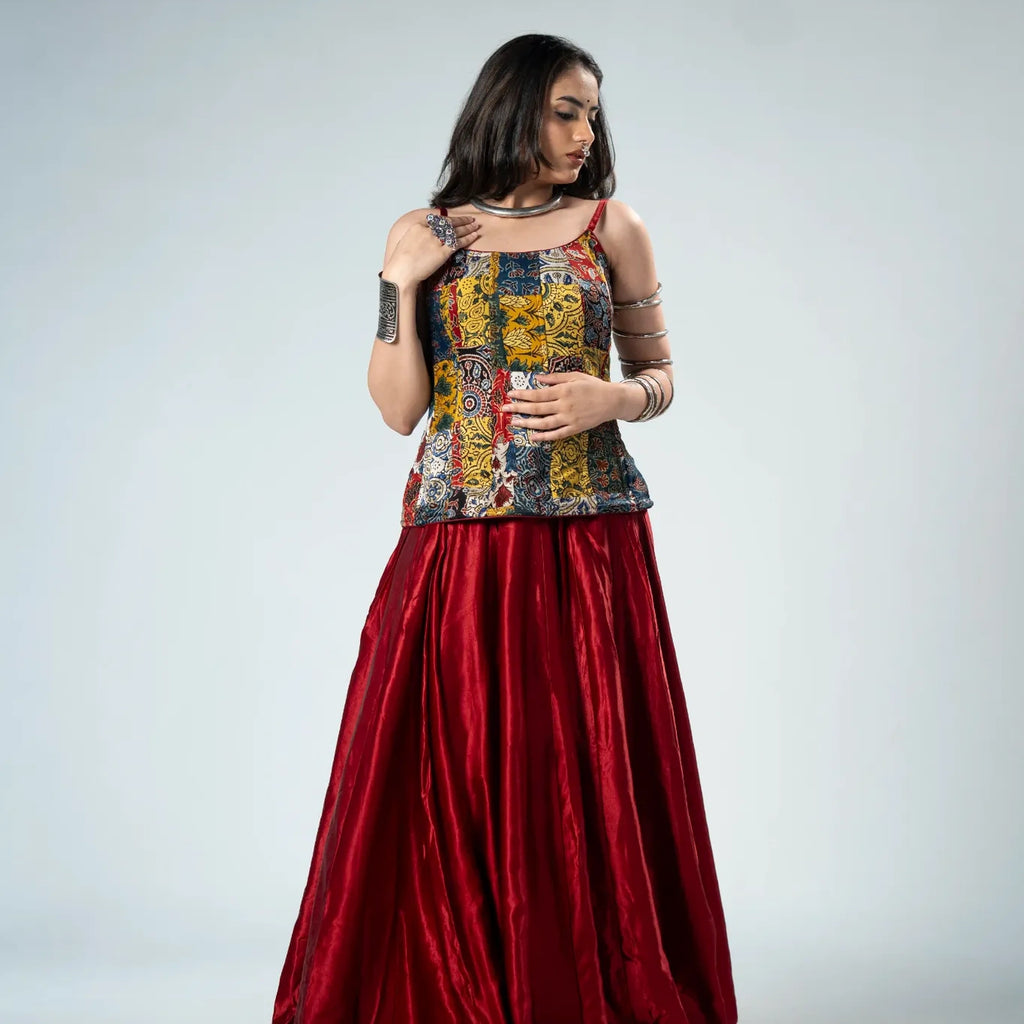 Ajrakh Corset  Chaniya Choli