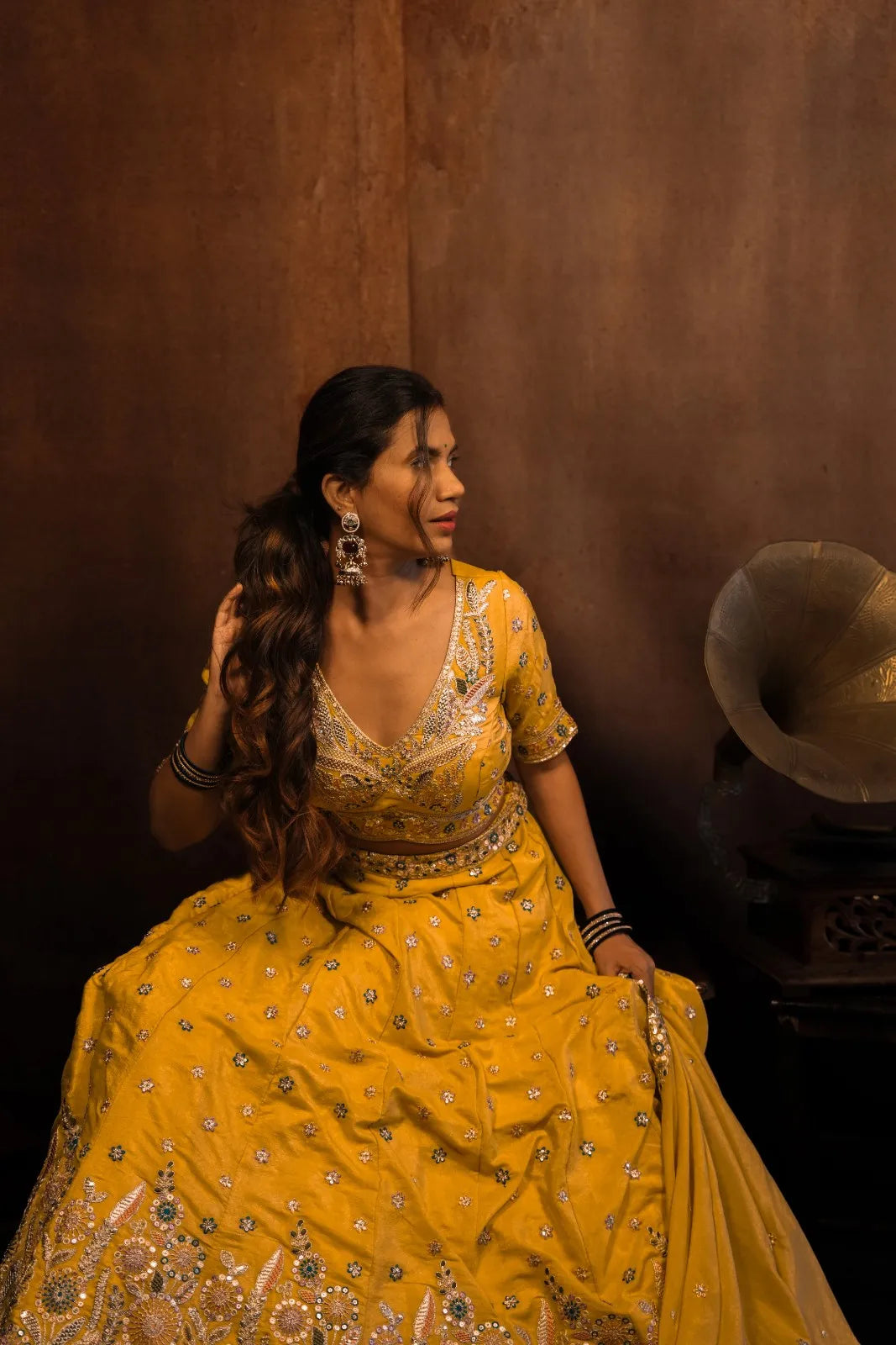 Golden Raas Embroidered Lehenga