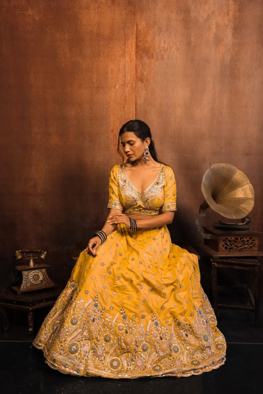 Golden Raas Embroidered Lehenga