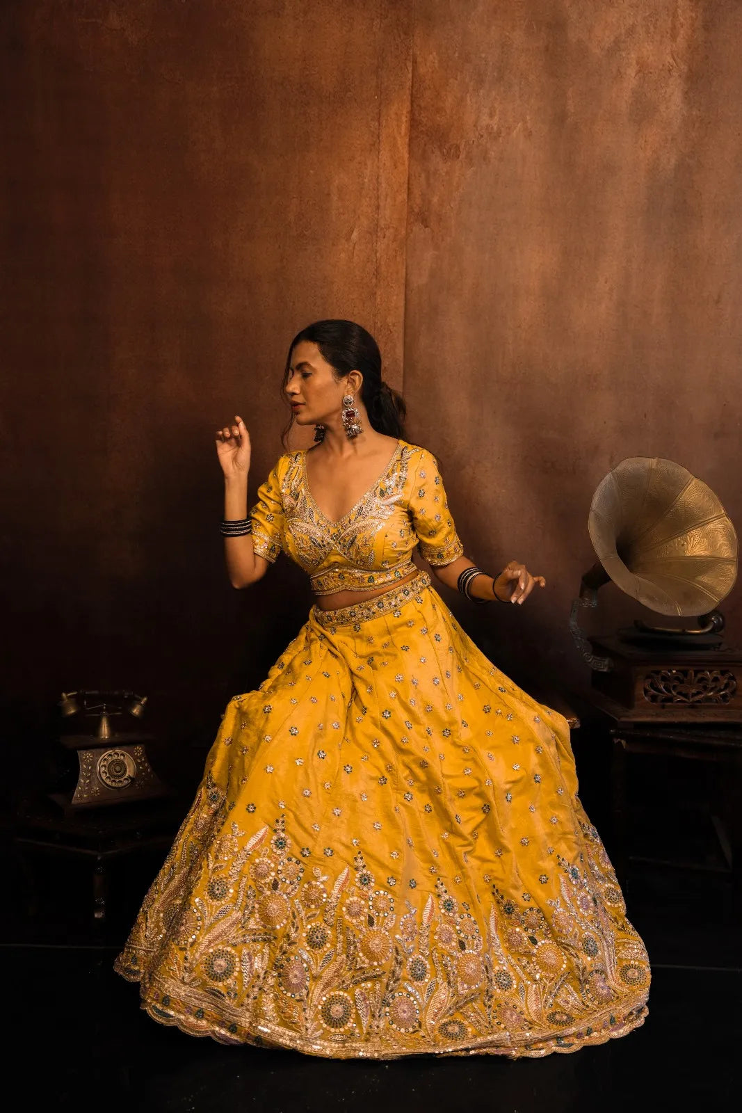 Golden Raas Embroidered Lehenga