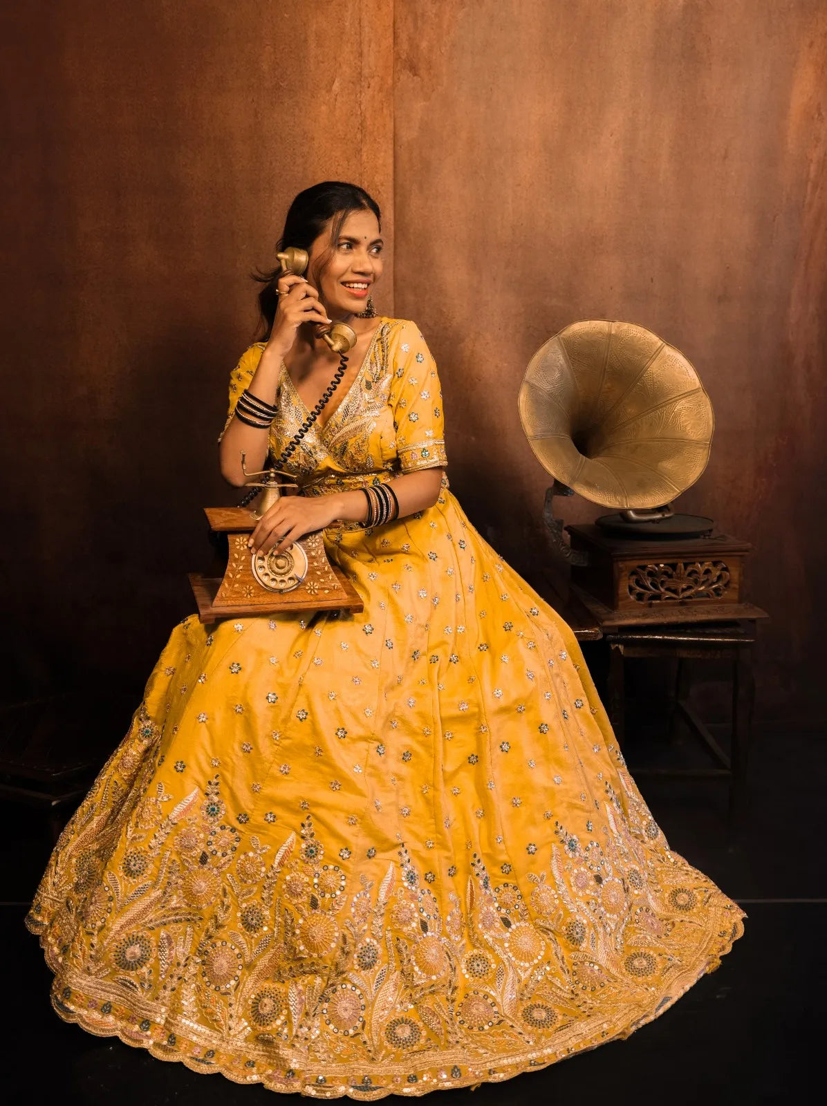 Golden Raas Embroidered Lehenga