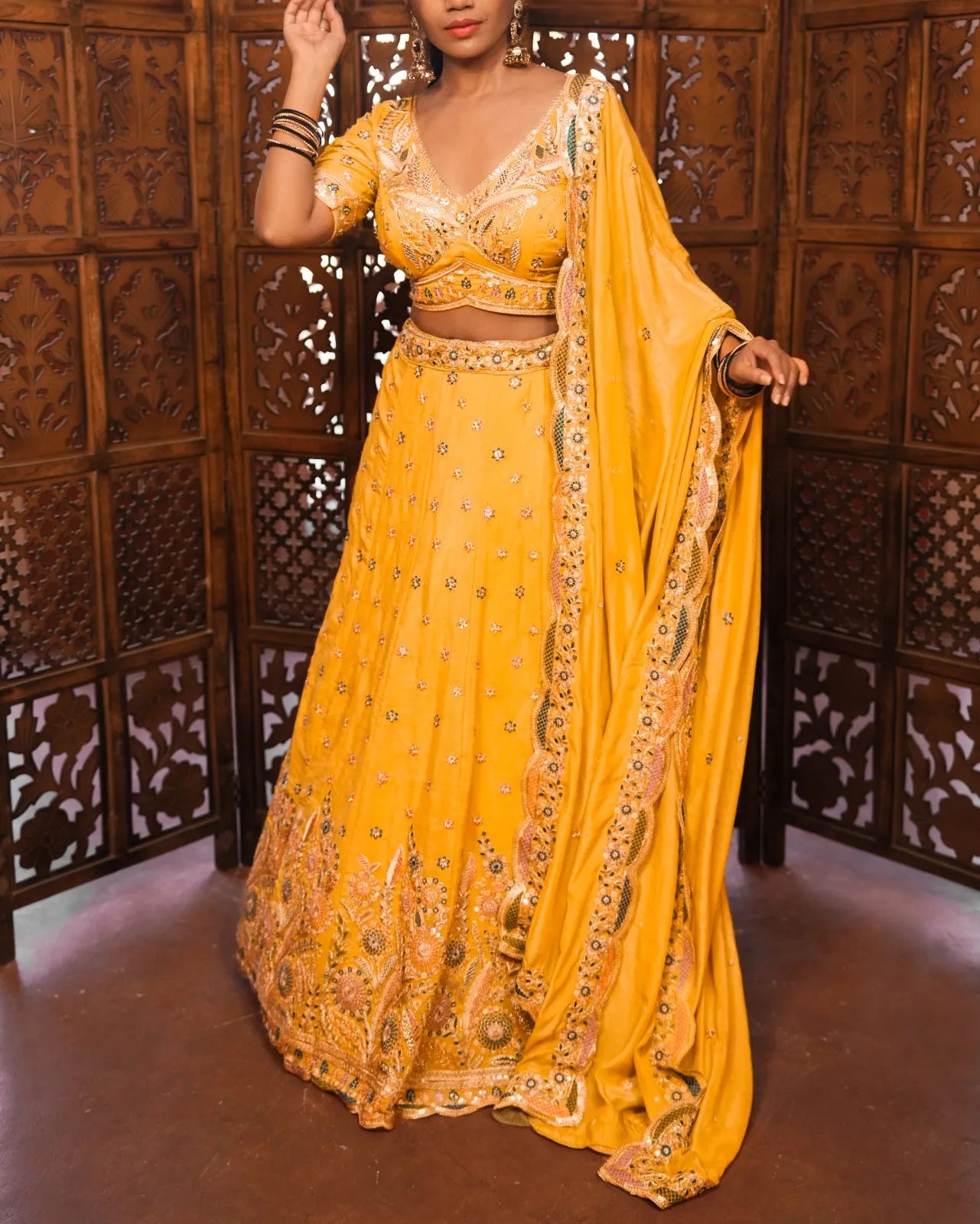 Golden Raas Embroidered Lehenga