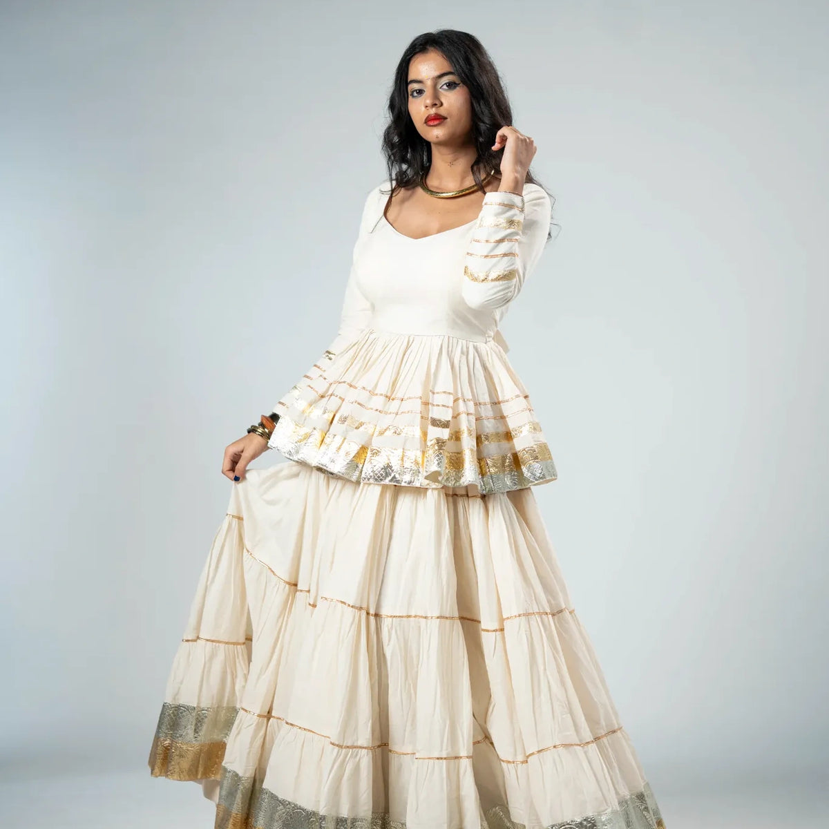 Gold Silver Foil Chaniya Choli