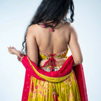 Lime Green Floral Chaniya Choli
