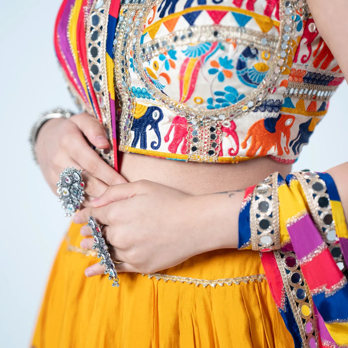 Mustard Multicolour Chaniya Choli