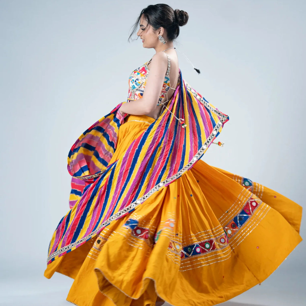 Mustard Multicolour Chaniya Choli