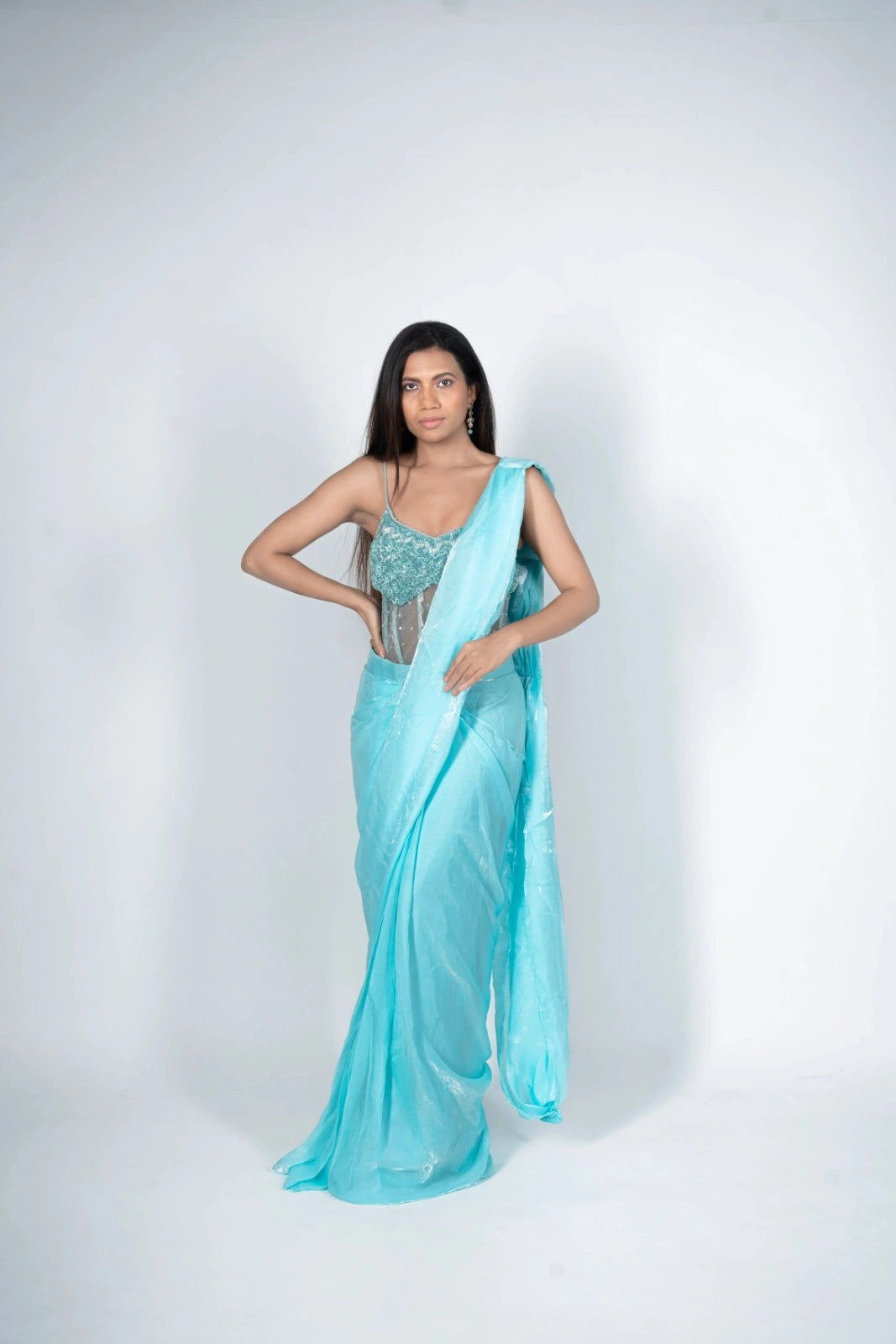 Aqua Drape Saree