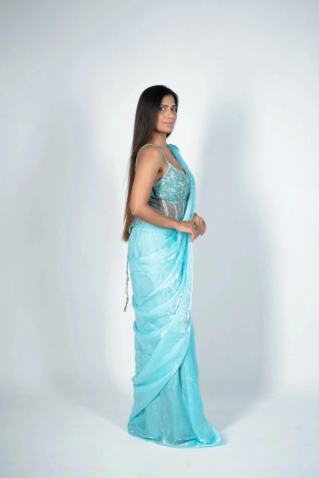 Aqua Drape Saree