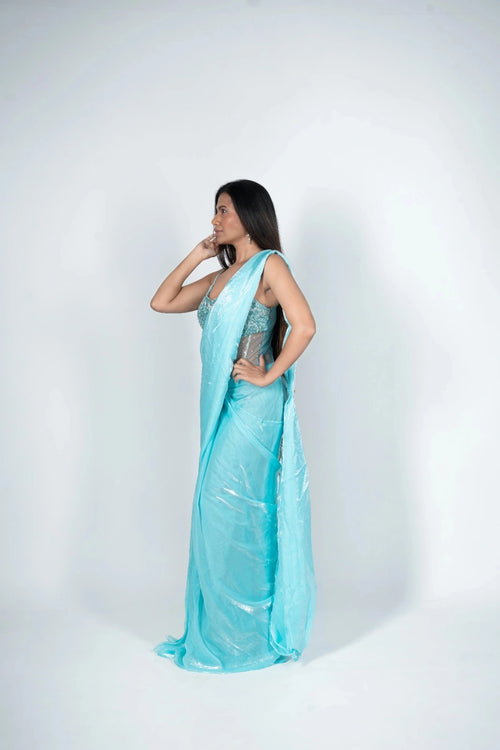 Aqua Drape Saree