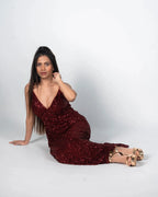 Wine Sequin Bodycon