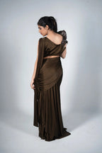 Brown Draped Saree