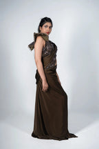 Brown Draped Saree