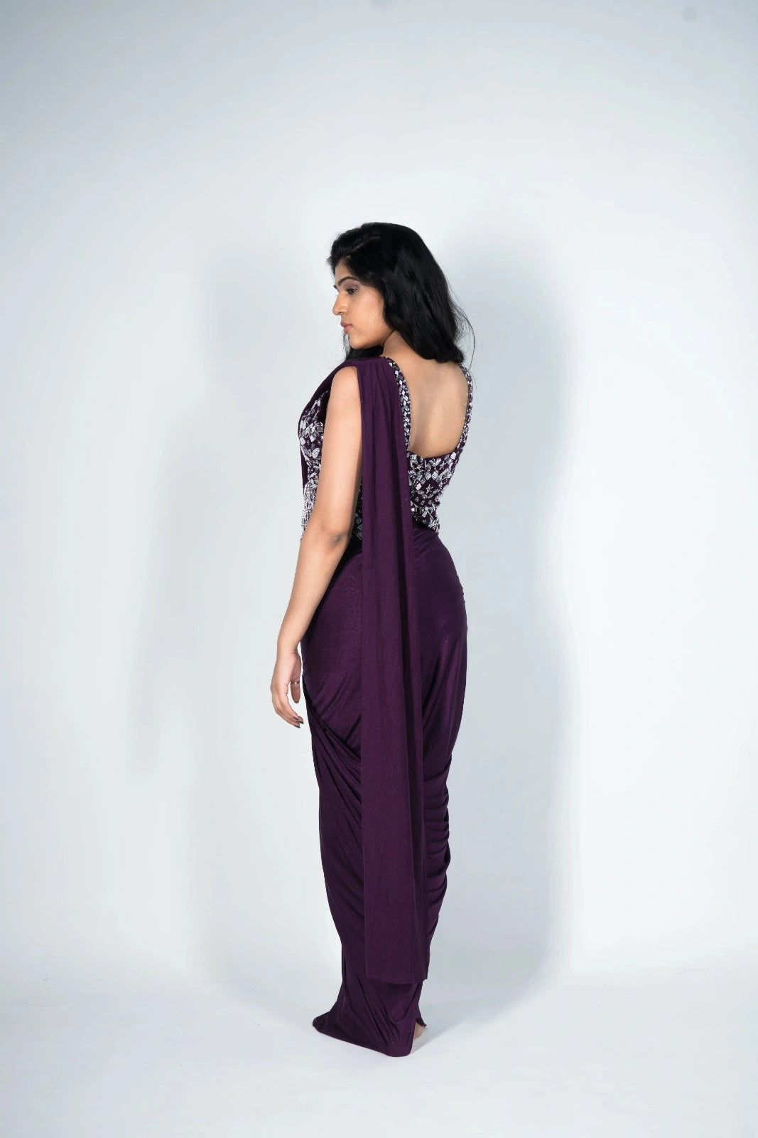 Purple Drape Saree