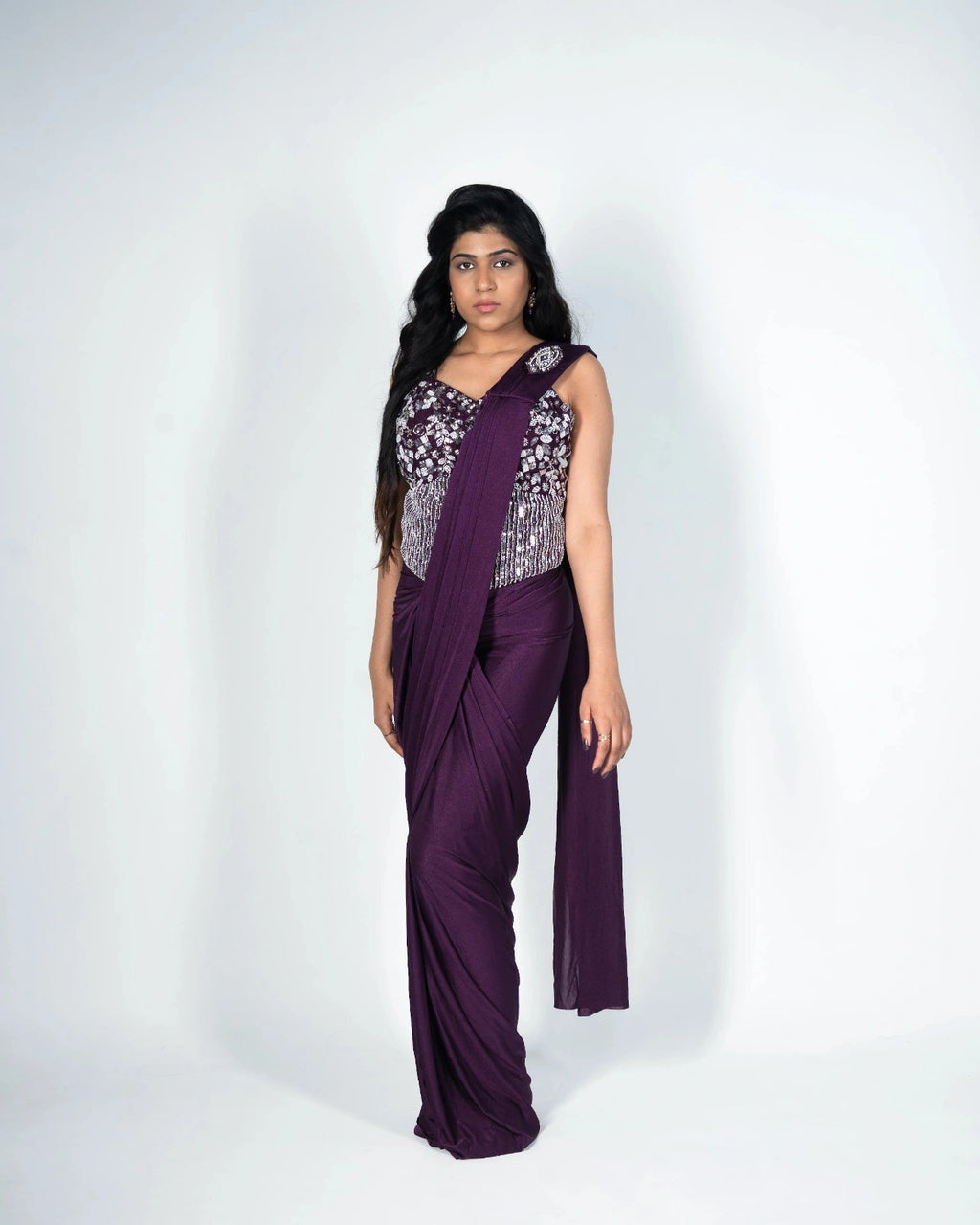 Purple Drape Saree