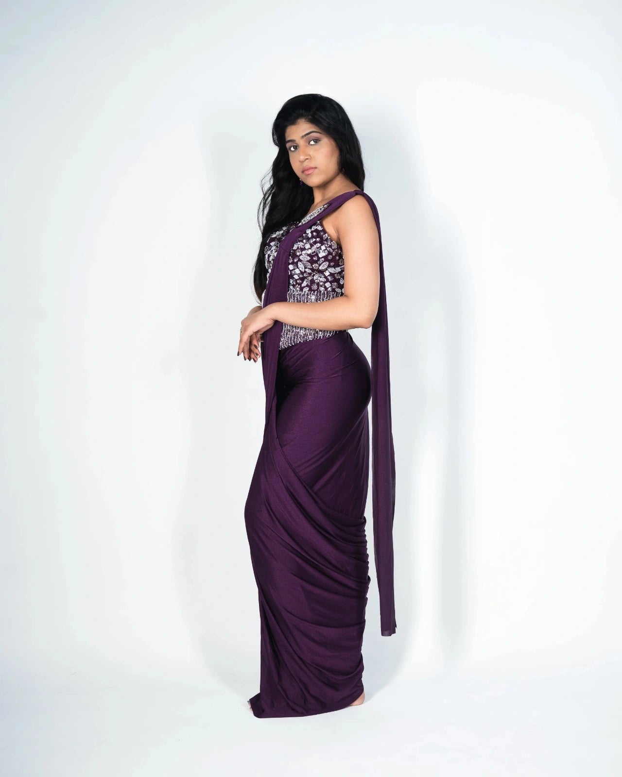 Purple Drape Saree