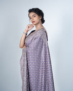 Lavender Stardust Stonework Saree with Stitched Designer Blouse