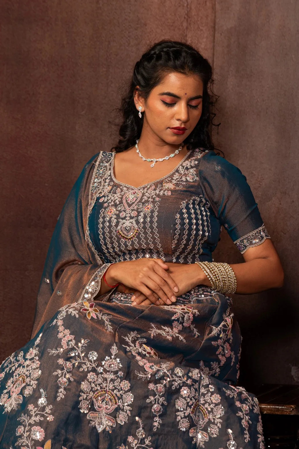Royal Ash Grey Lehenga