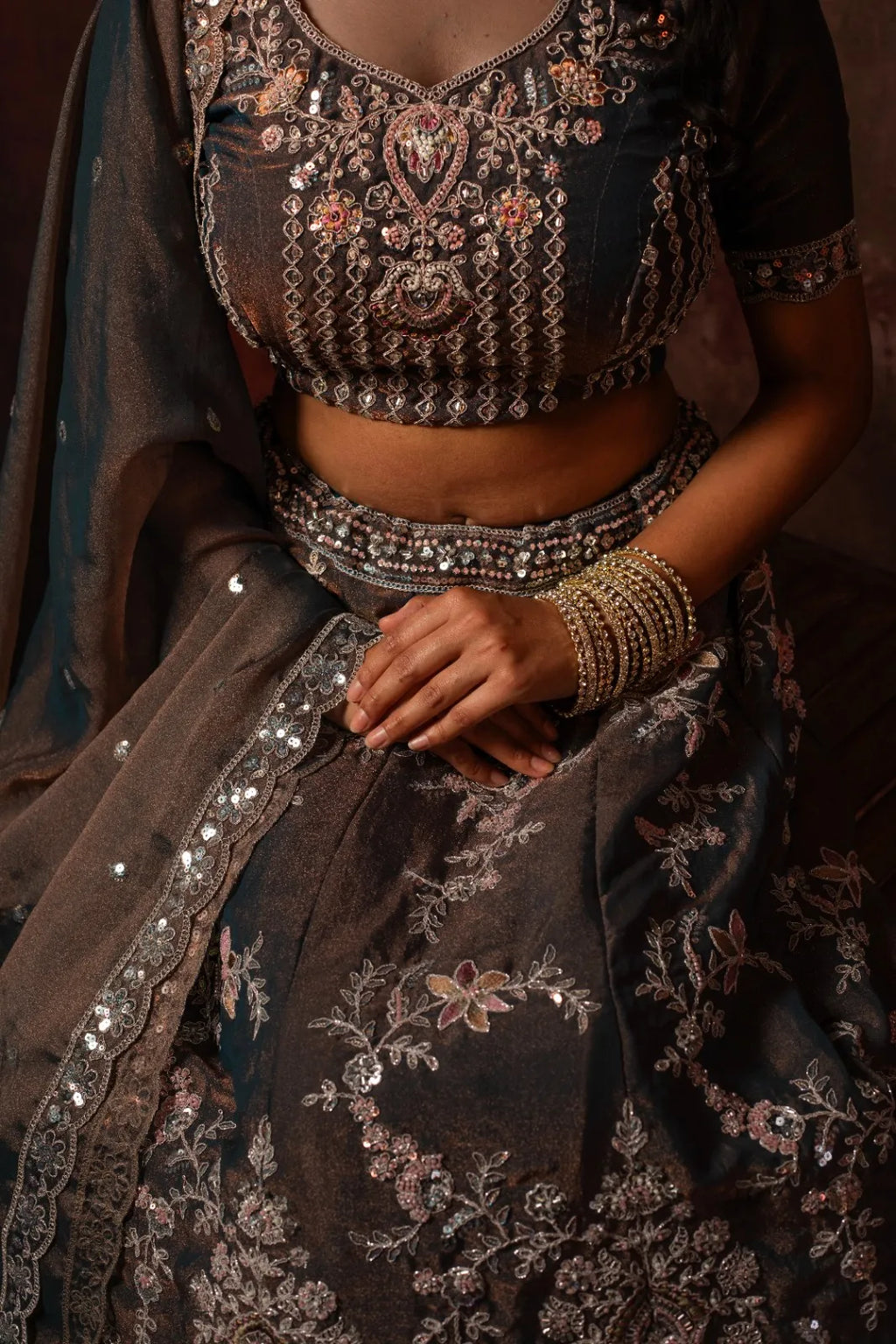 Royal Ash Grey Lehenga