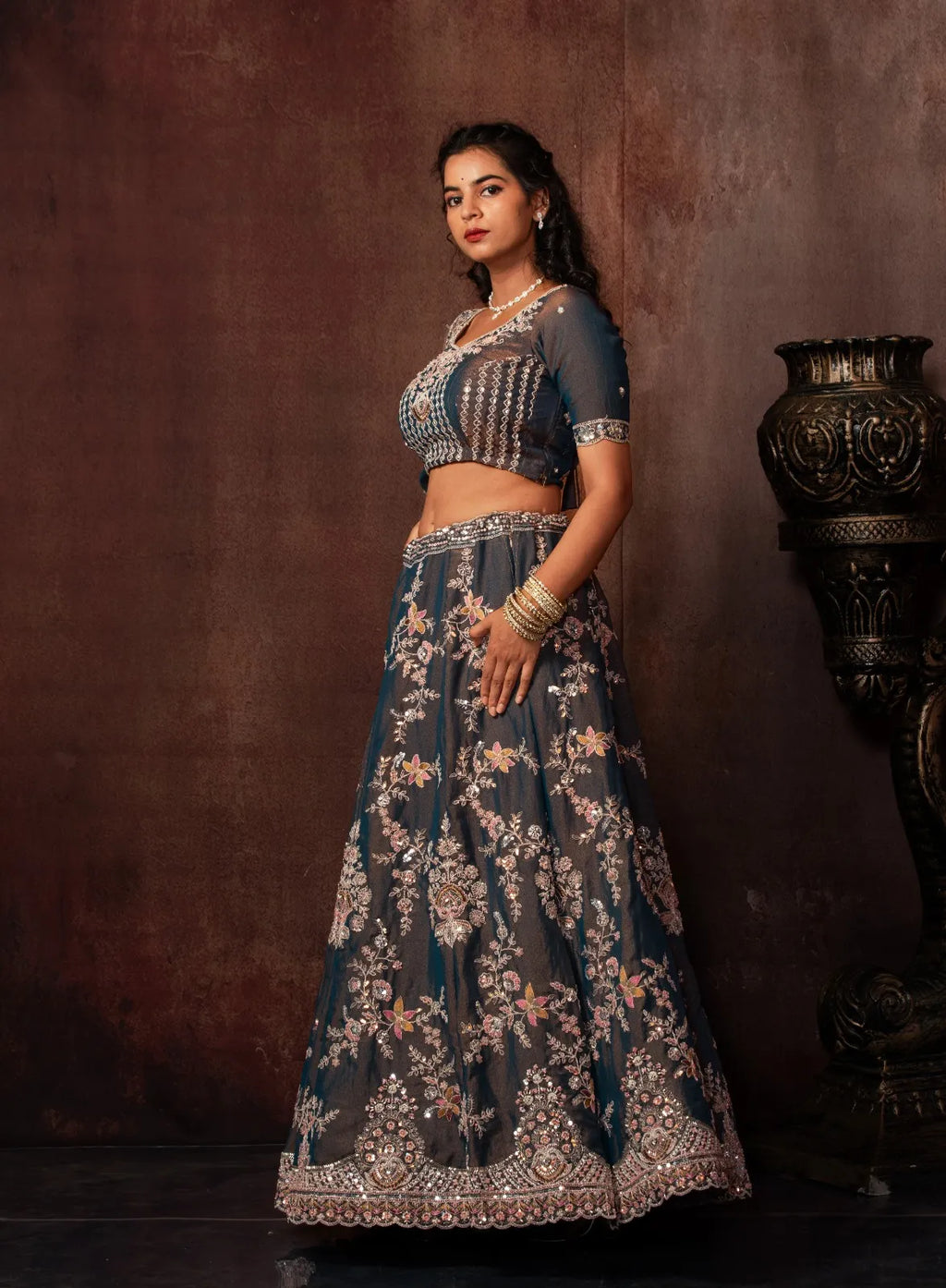 Royal Ash Grey Lehenga