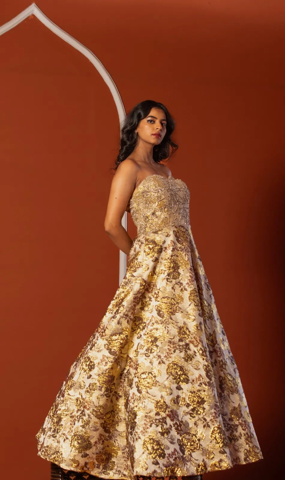 Golden Blossom Tube Gown
